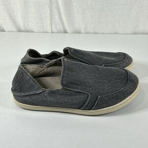 Olukai Nohea Lole Boys Size 5 Gray Casual Slip On Shoes Canvas Loafer